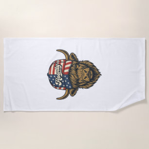 Serviette De Plage Salut Vache Highland Patriotique Design Western Vi