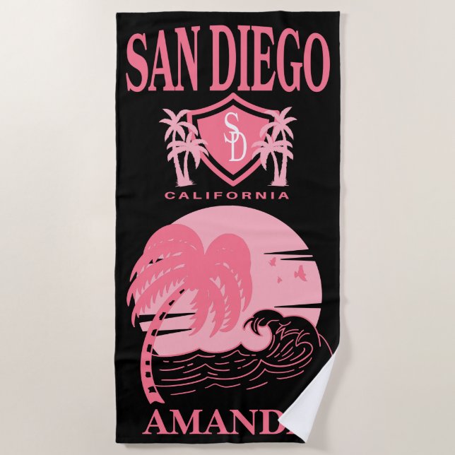 Serviette De Plage San Diego Bachelorette Party Vacances Customisées (Devant)
