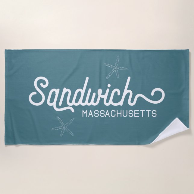 Serviette De Plage Sandwich Massachusetts Nautique (Devant)