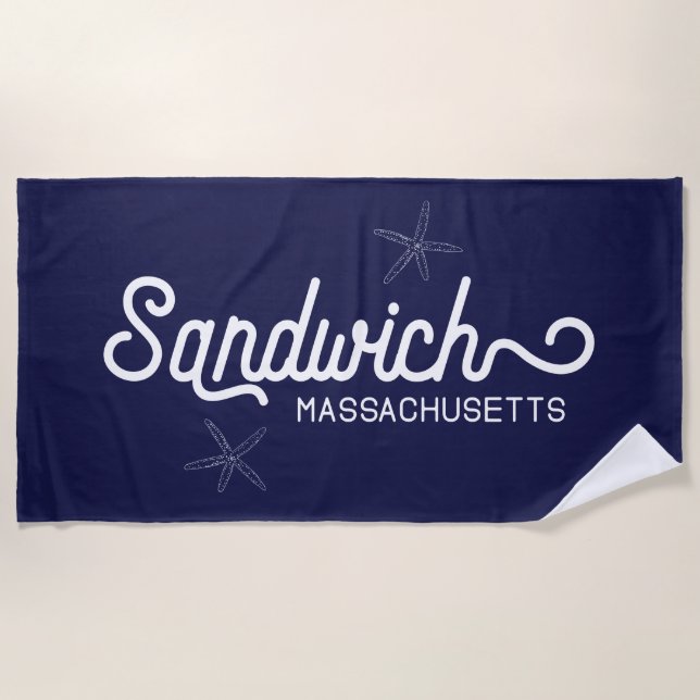 Serviette De Plage Sandwich Massachusetts Nautique (Devant)
