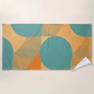 Serviette De Plage Sarcelle, Brun clair et Orange dans un motif de st
