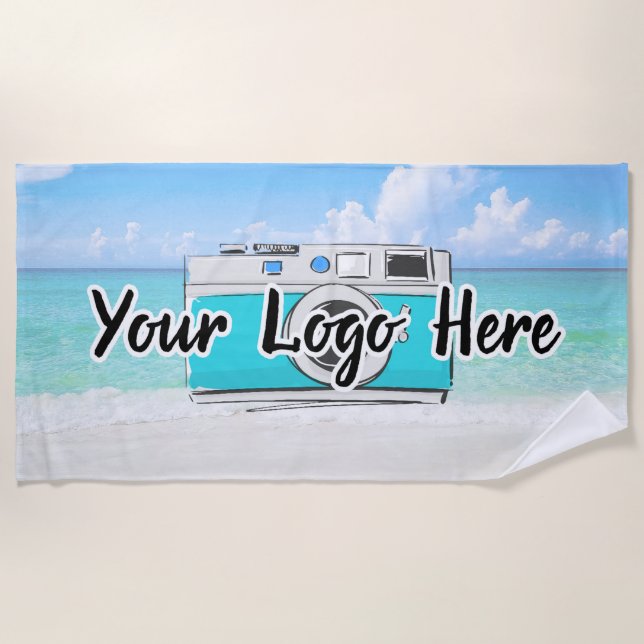Serviette De Plage Scène de plage Logo personnalisé de l'entreprise U (Devant)