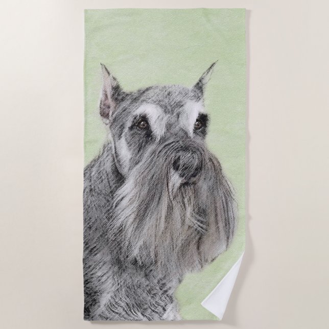 Serviette De Plage Schnauzer (Giant, Standard) Peinture - Chien Art (Devant)