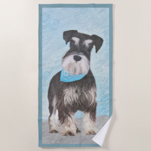 Serviette De Plage Schnauzer (Miniature) Peinture - Chien original mi