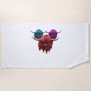 Serviette De Plage Scottish Highland Cow Colorful Herd Classic T-Shi
