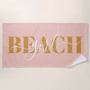 Serviette De Plage Script de typographie moderne orange rose plage ci