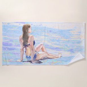Serviette De Plage *~* Sea AR29 Shore Beach Femme bronzage sur la côt