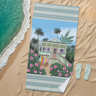 Serviette De Plage Sea Foam Green Beach House