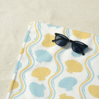 Serviette De Plage Seashell and beach waves Summer