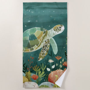 Serviette De Plage Serene Sea Turtle : Oasis sous-marine