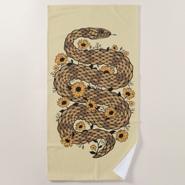 Serviette De Plage Serpent floral (Devant)