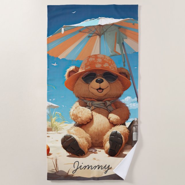 Serviette De Plage "Serviette de plage modèle inspirée par l'ours (Devant)