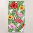 Serviette-Flamant rose de plage