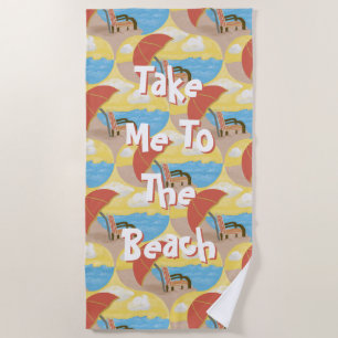 Serviette De Plage Serviette illustrée « Emmenez-moi à la plage »