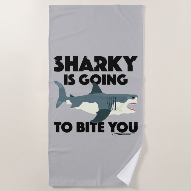 Serviette De Plage Sharky Va Vous Biter Design - Beach Towel (Devant)