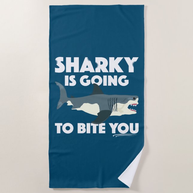 Serviette De Plage Sharky Va Vous Biter Design - Beach Towel (Devant)