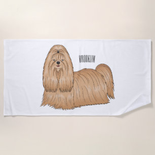 Serviette De Plage Shih tzu long hair dog cartoon illustration