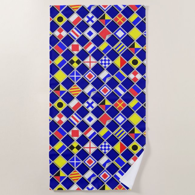 Serviette De Plage Signal nautique Indicateurs Vérificateurs Décor su (Devant)