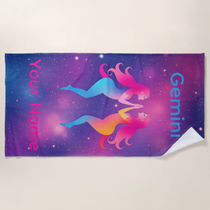 Serviette De Plage Signe astrologique Gémeaux personnalisé