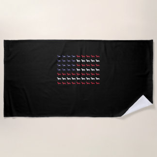 Serviette De Plage Silhouette de teckel avec drapeau américain 4 juil