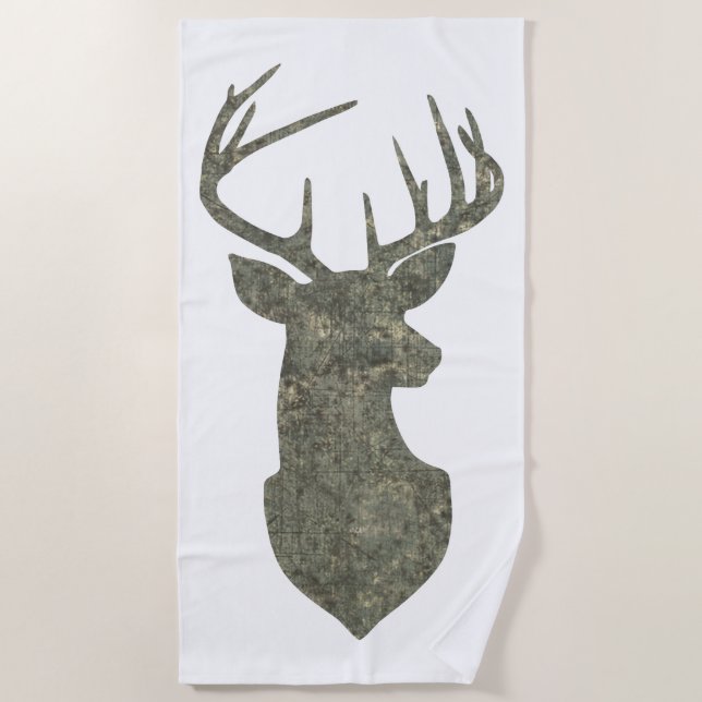 Serviette De Plage Silhouette des Cerfs de Camo Grunge (Devant)