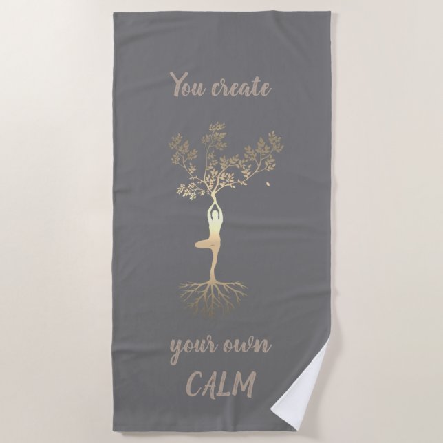 Serviette De Plage Silhouette Gold Tree, Vous Créez Votre Propre Calm (Devant)