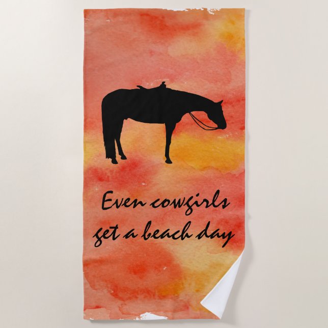 Serviette De Plage Silhouette occidentale noire de cheval sur (Devant)