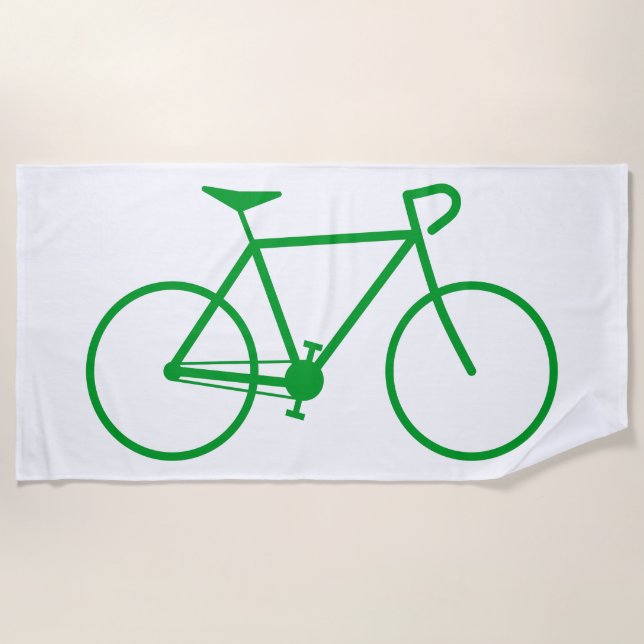 Serviette De Plage Silhouette verte d'un vélo (Devant)