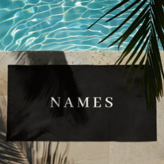 Serviette De Plage Simple Black Custom Ajouter Votre Nom Élégant