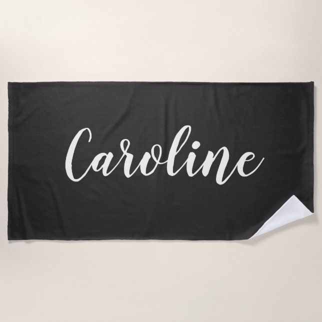 Serviette De Plage Simple Chic Tendance Calligraphie Personnalisée  (Devant)