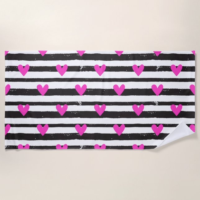 Serviette De Plage Simple Chic Valentine’s Day Heart Beach Towel (Devant)