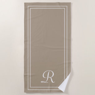 Serviette De Plage Simple Élégante Taupe Monogram Beach Towne