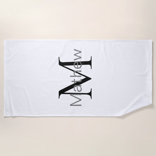 Serviette De Plage simple lettre initiale monogramme ajouter votre no (Devant)