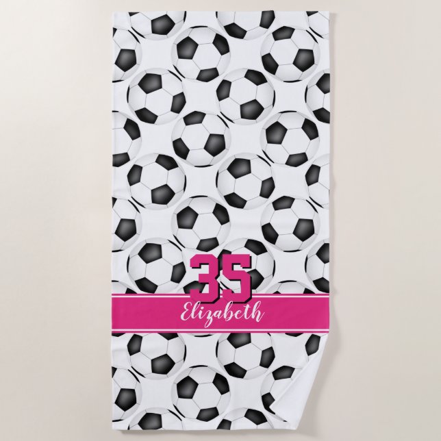 Serviette De Plage simple noir blanc balle de football motif mignon c (Devant)