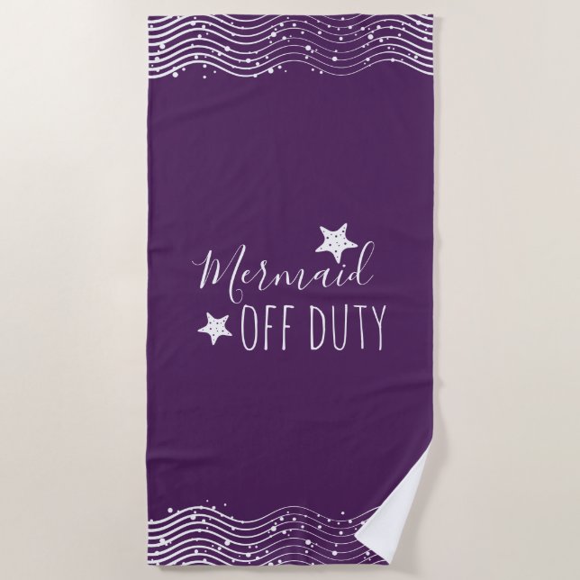 Serviette De Plage Sirène hors service avec StarFish et Waves (Devant)