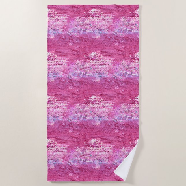 Serviette De Plage Sirène rose à étincelles (Devant)