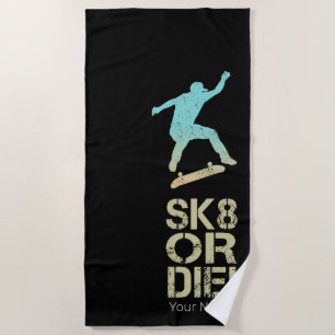 Serviette De Plage Sk8 Ou Mourez ! Olli Skater Vintage Pour Skate
