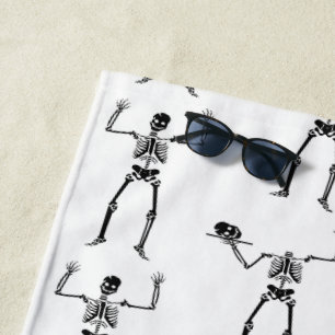 Serviette De Plage Skeletons D'Halloween, Baguette Ou Traite, Boo