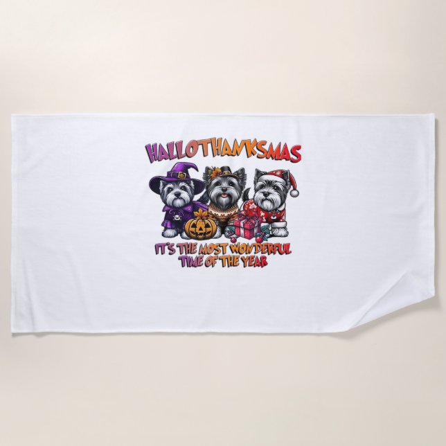 Serviette De Plage Skye Terrier Halloween Thanksgiving Noël Classes (Devant)