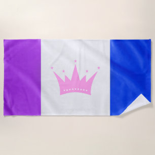 Serviette De Plage SlipperyJoe drag pride flag purple white blue crow