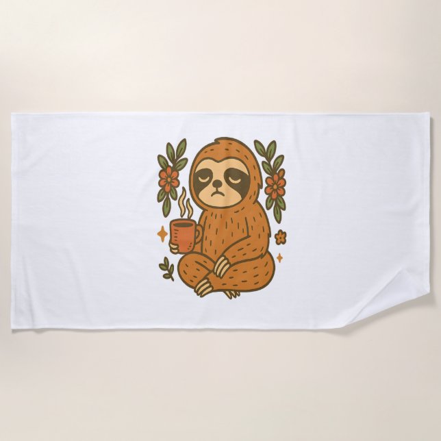 Serviette De Plage Sloth Jouer de la guitare (Devant)