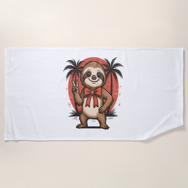 Serviette De Plage Sloth Summer Beach Rocking (Devant)