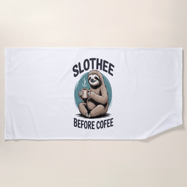 Serviette De Plage Slothee avant le café Sublimation (Devant)
