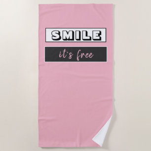 Serviette De Plage Smile it`s gratuit Motivational Quote Typographie