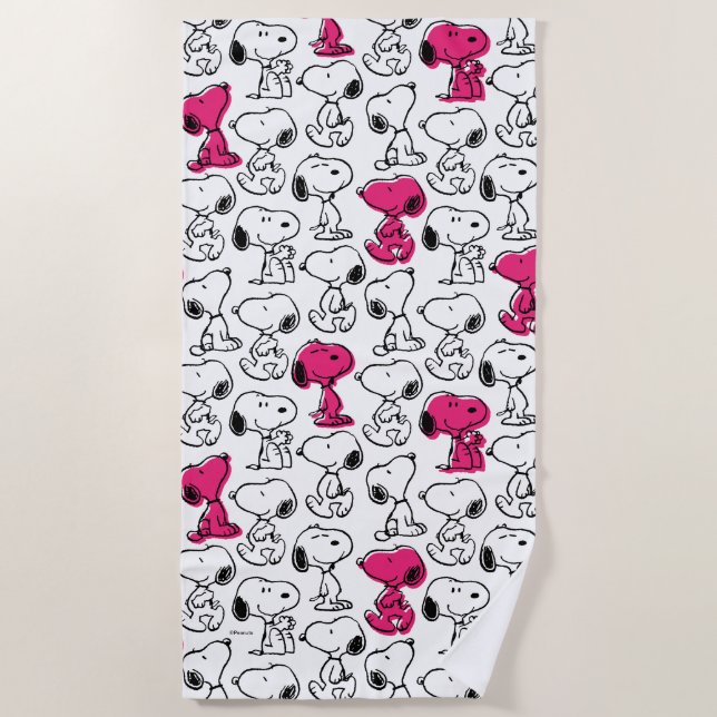 Serviette De Plage Snoopy Black & Magenta Motif (Devant)