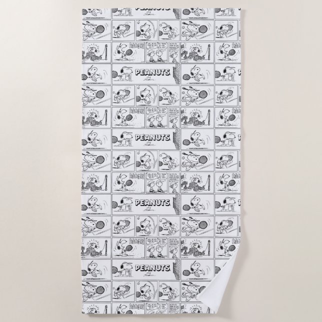 Serviette De Plage Snoopy Joue Au Tennis (Devant)