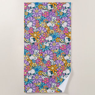 Serviette De Plage Snoopy & Motif de fleurs de bois