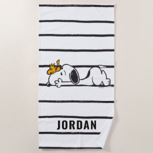 Serviette De Plage Snoopy & Woodstock Ajouter Votre Nom