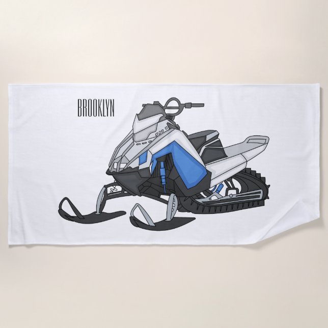 Serviette De Plage Snowmobile cartoon illustration  (Devant)