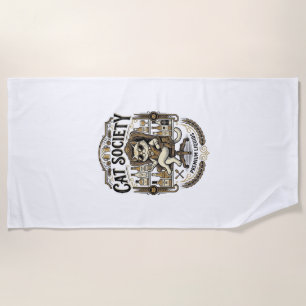 Serviette De Plage Société de chats Bar à alcool Humour Vintage Vecte